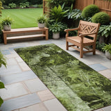 8' Runner Green Floral Washable Non Skid Indoor Outdoor Runner Rug