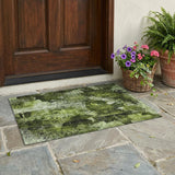 3' X 5' Green Floral Washable Non Skid Indoor Outdoor Area Rug