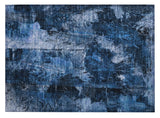 2' X 3' Navy Blue Floral Washable Non Skid Indoor Outdoor Area Rug