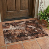 2' X 3' Orange Floral Washable Non Skid Indoor Outdoor Area Rug