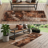 8' Runner Orange Floral Washable Non Skid Indoor Outdoor Runner Rug