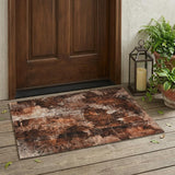 3' X 5' Orange Floral Washable Non Skid Indoor Outdoor Area Rug