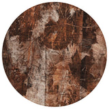 8' Round Orange Round Floral Washable Non Skid Indoor Outdoor Area Rug