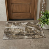 2' X 3' Taupe Floral Washable Non Skid Indoor Outdoor Area Rug