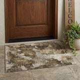 3' X 5' Taupe Floral Washable Non Skid Indoor Outdoor Area Rug