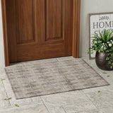 2' X 3' Beige Taupe and Brown Geometric Washable Non Skid Indoor Outdoor Area Rug
