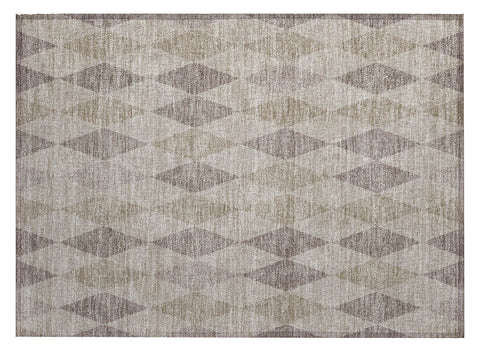 2' X 3' Beige Taupe and Brown Geometric Washable Non Skid Indoor Outdoor Area Rug