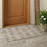 3' X 5' Beige Taupe and Brown Geometric Washable Non Skid Indoor Outdoor Area Rug