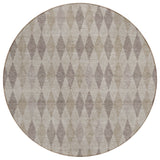 8' Round Beige Taupe and Brown Round Geometric Washable Non Skid Indoor Outdoor Area Rug