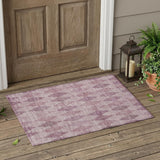 2' X 3' Blush Geometric Washable Non Skid Indoor Outdoor Area Rug