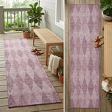 8' Runner Blush Geometric Washable Non Skid Indoor Outdoor Runner Rug