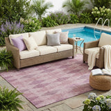 5' X 8' Blush Geometric Washable Non Skid Indoor Outdoor Area Rug