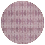 8' Round Blush Round Geometric Washable Non Skid Indoor Outdoor Area Rug