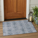 2' X 3' Denim Blue Geometric Washable Non Skid Indoor Outdoor Area Rug