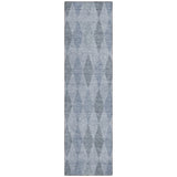 8' Runner Denim Blue Geometric Washable Non Skid Indoor Outdoor Runner Rug