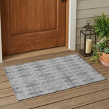2' X 3' Gray Geometric Washable Non Skid Indoor Outdoor Area Rug