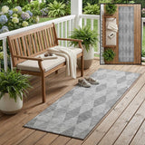 8' Runner Gray Geometric Washable Non Skid Indoor Outdoor Runner Rug