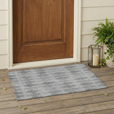 3' X 5' Gray Geometric Washable Non Skid Indoor Outdoor Area Rug