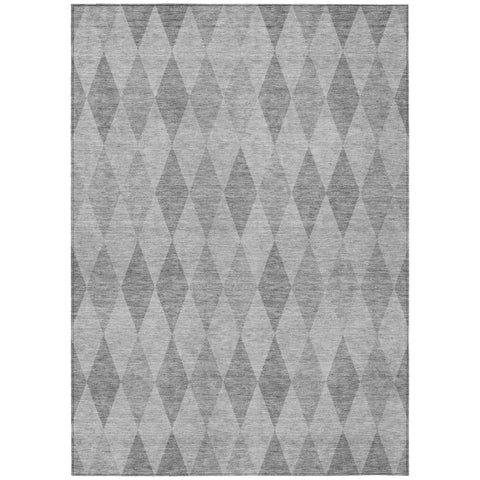 3' X 5' Gray Geometric Washable Non Skid Indoor Outdoor Area Rug