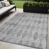 5' X 8' Gray Geometric Washable Non Skid Indoor Outdoor Area Rug