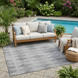 5' X 8' Gray Geometric Washable Non Skid Indoor Outdoor Area Rug