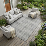 8' X 10' Gray Geometric Washable Non Skid Indoor Outdoor Area Rug