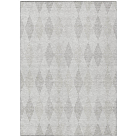3' X 5' Gray Geometric Washable Non Skid Indoor Outdoor Area Rug