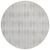 8' Round Gray Round Geometric Washable Non Skid Indoor Outdoor Area Rug