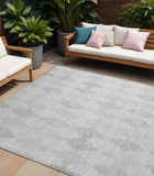 8' X 10' Gray Geometric Washable Non Skid Indoor Outdoor Area Rug