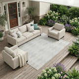 8' X 10' Gray Geometric Washable Non Skid Indoor Outdoor Area Rug
