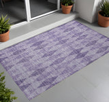 2' X 3' Purple Geometric Washable Non Skid Indoor Outdoor Area Rug