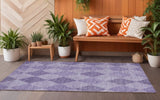 8' Runner Purple Geometric Washable Non Skid Indoor Outdoor Runner Rug