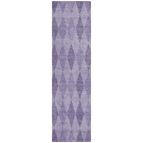 8' Runner Purple Geometric Washable Non Skid Indoor Outdoor Runner Rug