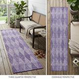 8' Runner Purple Geometric Washable Non Skid Indoor Outdoor Runner Rug