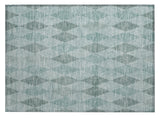 2' X 3' Teal Geometric Washable Non Skid Indoor Outdoor Area Rug