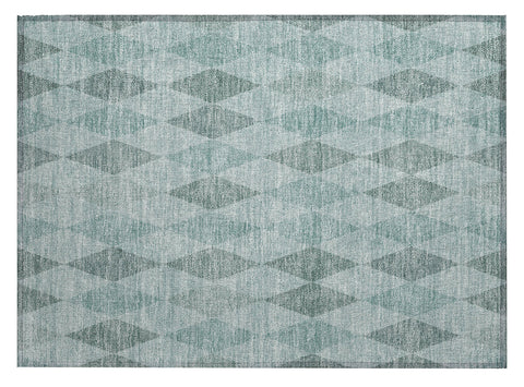 2' X 3' Teal Geometric Washable Non Skid Indoor Outdoor Area Rug