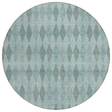 8' Round Teal Round Geometric Washable Non Skid Indoor Outdoor Area Rug