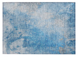2' X 3' Blue and Gray Abstract Washable Non Skid Indoor Outdoor Area Rug