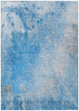 5' X 8' Blue and Gray Abstract Washable Non Skid Indoor Outdoor Area Rug