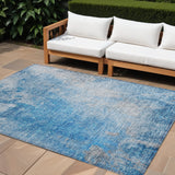 8' X 10' Blue and Gray Abstract Washable Non Skid Indoor Outdoor Area Rug
