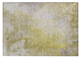 2' X 3' Gold Beige and Purple Abstract Washable Non Skid Indoor Outdoor Area Rug