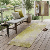 8' Runner Gold Beige and Purple Abstract Washable Non Skid Indoor Outdoor Runner Rug
