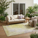 5' X 8' Gold Beige and Purple Abstract Washable Non Skid Indoor Outdoor Area Rug