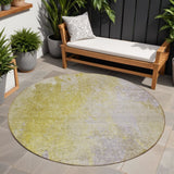8' Round Gold Beige and Purple Round Abstract Washable Non Skid Indoor Outdoor Area Rug