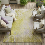8' X 10' Gold Beige and Purple Abstract Washable Non Skid Indoor Outdoor Area Rug