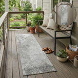8' Gray And Off White Abstract Washable Indoor Outdoor Runner Rug