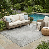 5' X 8' Gray and Off White Abstract Washable Non Skid Indoor Outdoor Area Rug