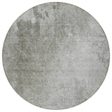 8' Round Gray and Off White Round Abstract Washable Non Skid Indoor Outdoor Area Rug
