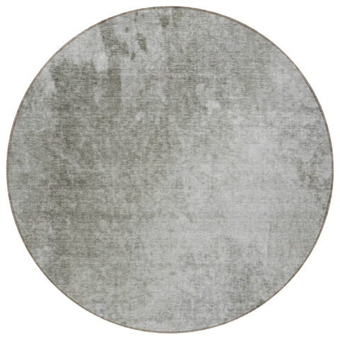 8' Round Gray and Off White Round Abstract Washable Non Skid Indoor Outdoor Area Rug