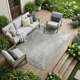 8' X 10' Gray Abstract Washable Indoor Outdoor Area Rug